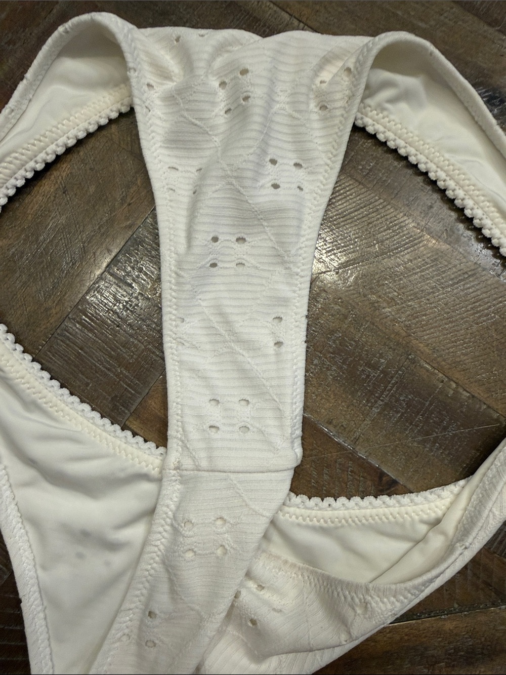 White Ribbed High-Cut Bikini Bottom - Picture 3 of 4